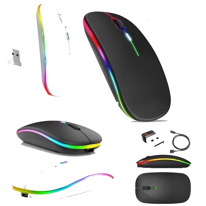 Беспроводная мышка BauTech Со тонкая с разноцветной RGB подсветкой Bluetooth