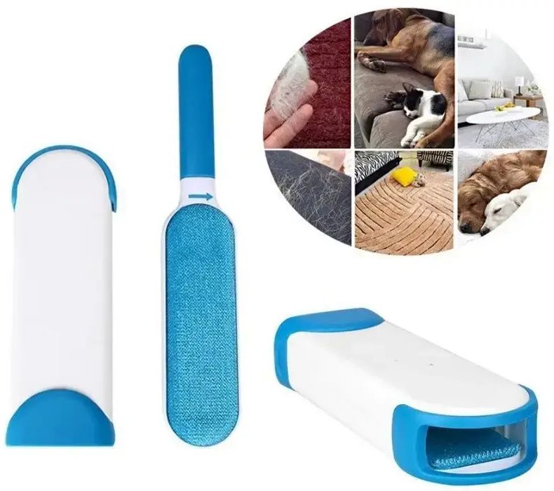 Компактная Двусторонняя Щетка для удаления шерсти Reusable Pet Fur Remover With Self Cleaning Base самоочищающаяся,Многоразовое средство для удаления шерсти домашних животных, комплект щеток