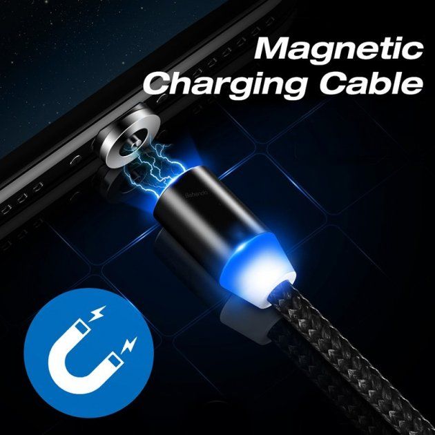Магнитный кабель для зарядки 3 в 1 X-Cable с круглым разъемом micro USB, Type C, lightning