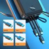 Power bank LENYES PX368 30000mAh (реальная емкость), Портативная универсальная внешняя мобильная батарея, аккумуляторная переносная батарея, мощный павербанк для зарядки, 3 встроенных кабеля Micro/Type-C/Lightning