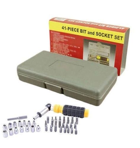Универсальный набор инструментов 41 предмет в кейсе Piece Bit and Socket Set, Реверсивная отвертка с трещеткой с насадками