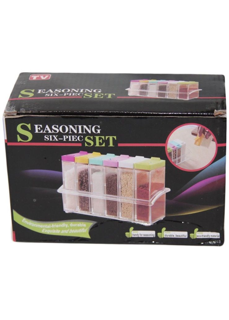 Органайзер для хранения специй Supretto Seasoning Piece Set six на 6 ячеек на подставке, набор спецовниц для хранения приправ и специй