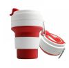Силиконовая универсальная портативная Складная Чашка 350мл Silicon Folding Cup 668FY51, складной стакан с герметичной крышкой и карабином, чаша силикон, сборная компакная кружка трансформер