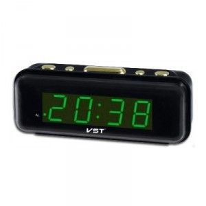 Электронные настольные часы с будильником vst 738 green