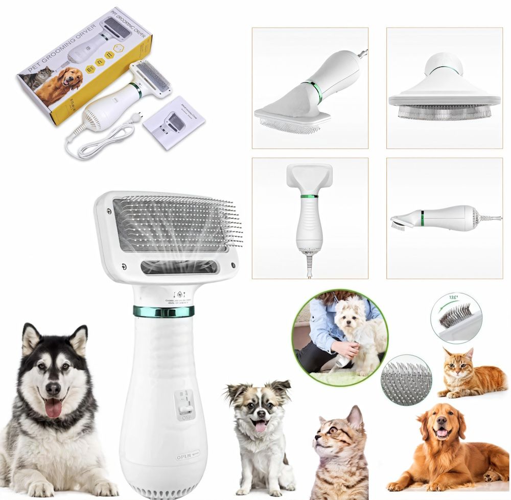 Фен-расчёска пылесос для шерсти собак и кошек 2 в 1 PET GROOMING DRYER, Фен для собак и кошек, Щетка-фен для животных