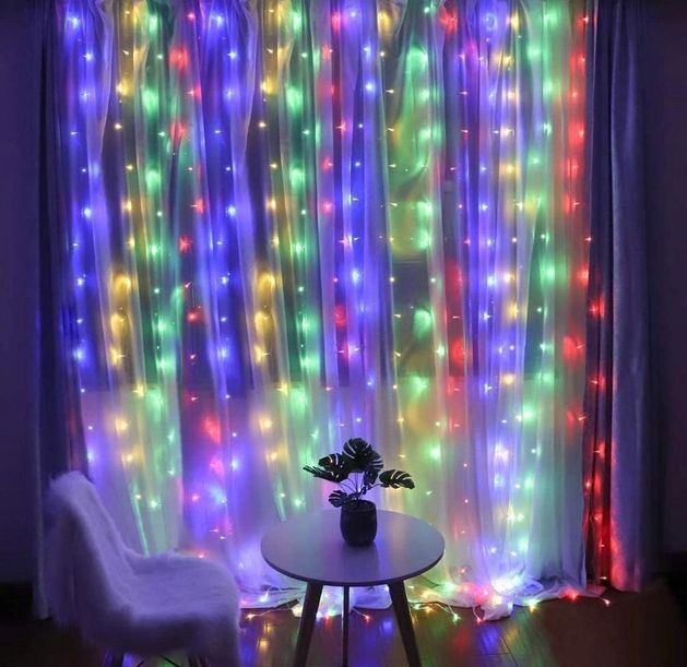 Светодиодная гирлянда штора водопад мульти разноцветная  3Mx3M 320 диодов RGB