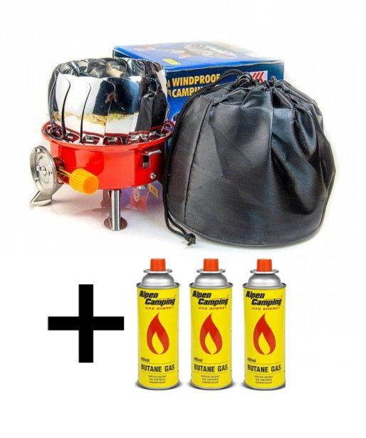 Газовая горелка портативная с ветрозащитой Portable Gas Ballon Stove K-203