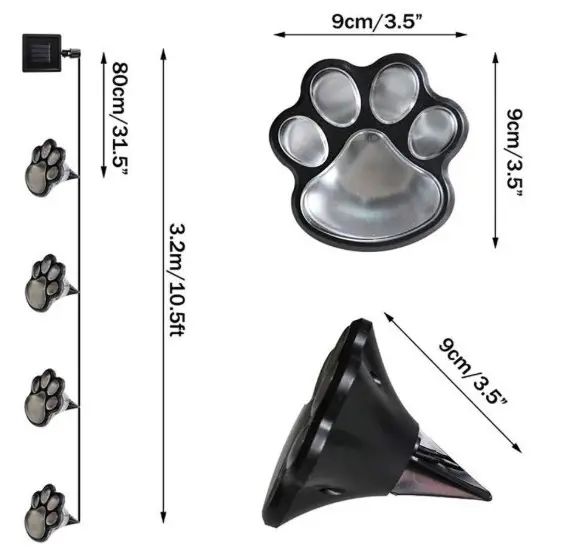 Светящиеся Следы Paw Print Light На Солнечной Батарее, Автономный уличный светильник в грунт, Уличный Тротуарный Светильник в форме следов, светодиодные следы с защитой от влаги, фонарь-лапки садовый газонный