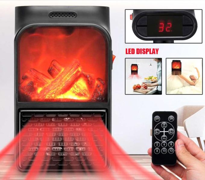 Электрический мини обогреватель камин Flame heater с пультом 1000вт, портативный обогреватель камин