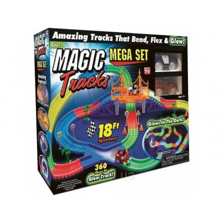 Magic Tracks 360 2 машинки Гоночный трек, светящийся конструктор гибкая гоночная трасса Мэджик трек