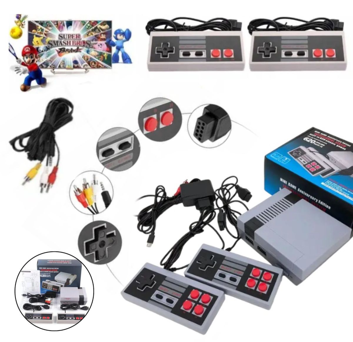 Игровая Приставка Gamepad 620 Super Консоль С Джойстиками 620 игр  8 бит два джойстика стационарная ретро Dendy и подключение к ТВ, домашние видеоигры 80-х и 90-х,можно играть на любом телевизоре и вдвоём