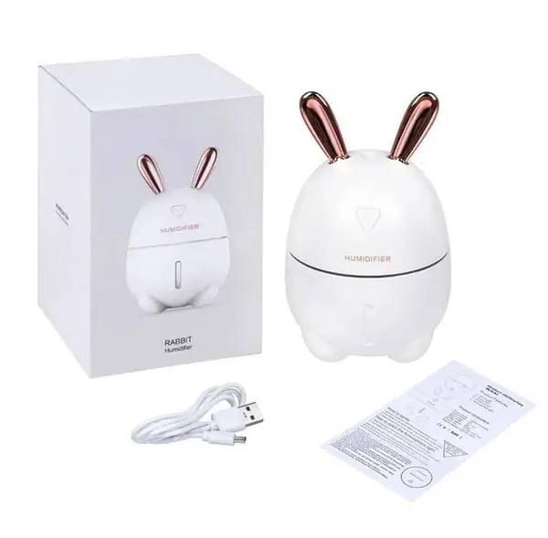 Увлажнитель воздуха и ночник 2в1 Humidifiers Rabbit кролик зайчик Заяц, портативный универсальный стильный милый ультразвуковой Диффузор освежитель с подсветкой, бесшумный распылитель для ароматерапии, аромолампа
