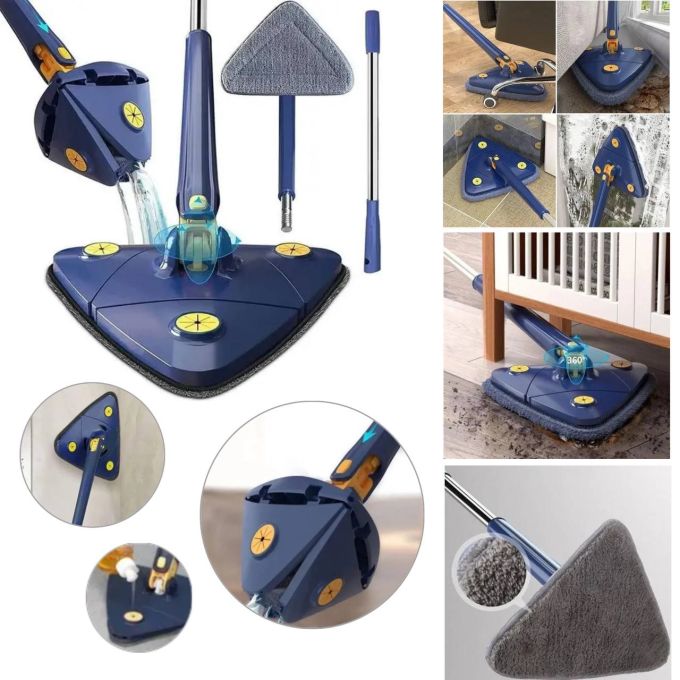 Портативная Универсальная Треугольная швабра-лентяйка Multi function Mop MA-89, с функцией поворота на 360, с отжимом, для мытья окон и всех поверхностей, многофункциональная,для Влажной и сухой уборки, Телескопическая швабра