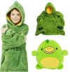 Мягкая плюшевая Детская удобная универсальная Пижама Kids Huggle Pets Толстовка–Комфортный Плед с рукавами для детей 3 в 1 Подушка + Игрушка + Худи Универсальный размер до 150 см, трансформер с капюшоном забавные животные