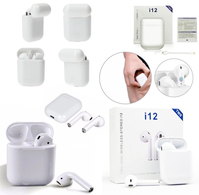 Стерео гарнитура TWS i12 inPods Sensor Bluetooth 5.0, Компактные Портативные Универсальные Беспроводные сенсорные блютуз наушники с боксом для зарядки,  Встроенный микрофон, Совместимость с Android, iOS