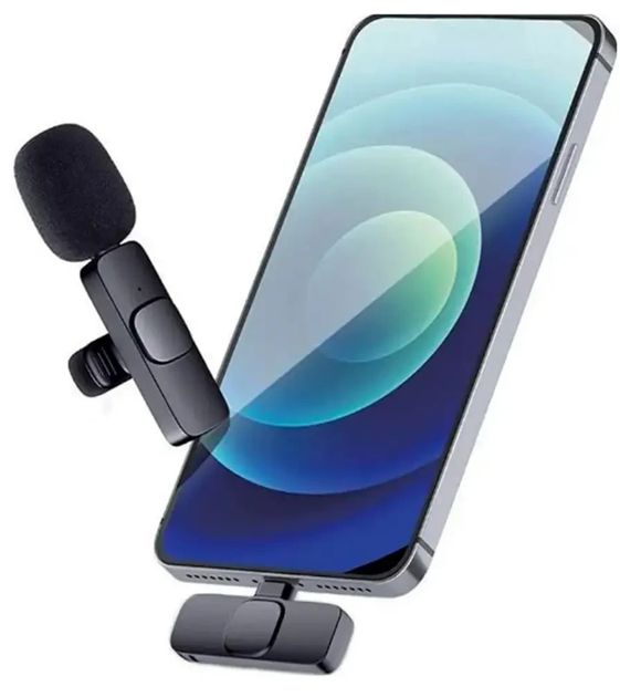 Петличный беспроводной микрофон К8 для смартфона PowerMe Wireless Mic iOS с Type-C, Микрофон петличка на одежду с шумоподавлением
