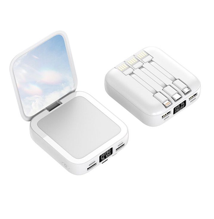 Компактный мини павербанк Powerbank Viaking N3 50000 mAh  универсальное зарядное устройство с косметическим зеркальцем для макияжа,зарядка для телефона,внешний аккумулятор с дисплеем,портативная батарея