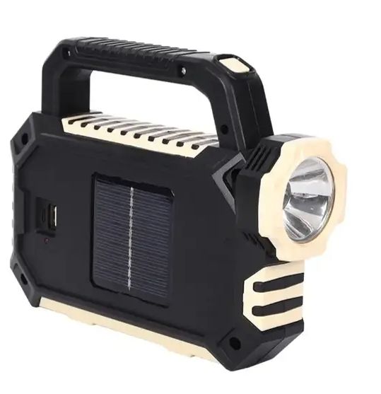 Ручной аккумуляторный фонарь HS-8029-7-A с солнечной панелью и Power Bank 2800мАч, 3 режима освещения