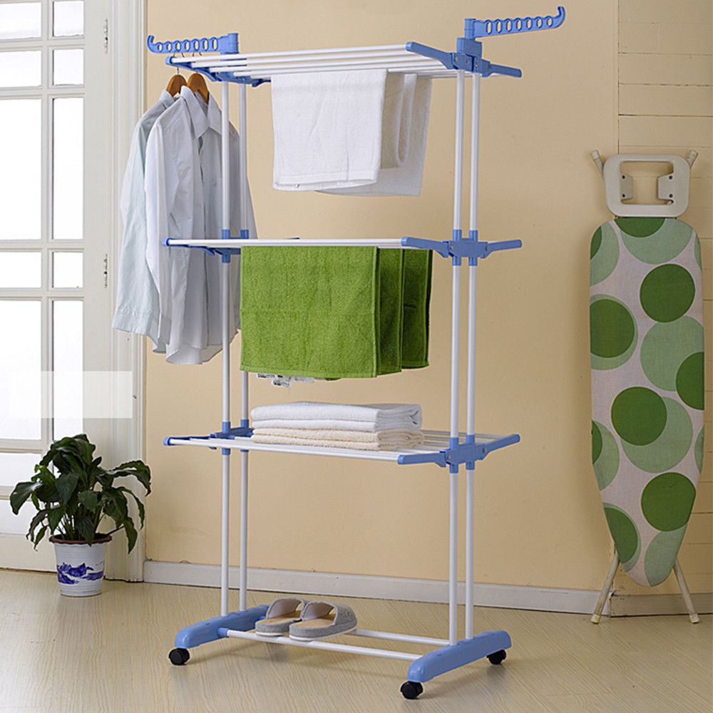 Складная сушилка для белья Garment Rack With Wheels, сушилка для одежды, складная стойка металическая