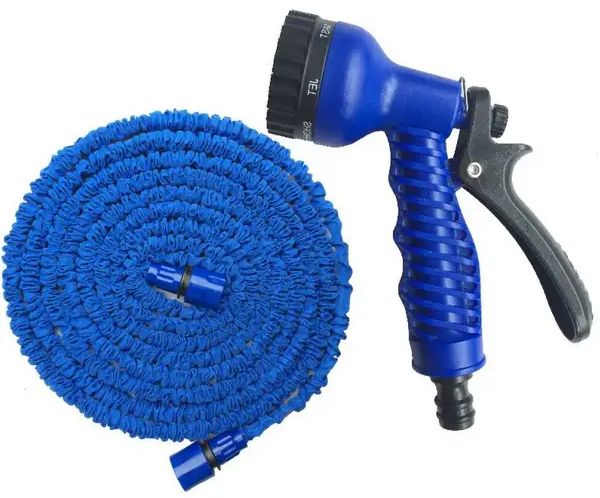 Компактный универсальный легкий Шланг садовый для полива Magic Hose 75 метров растягивающийся с распылителем, увеличивается и уменьшается автоматически, сверхпрочный и износостойкий поливочный с пулевизатором