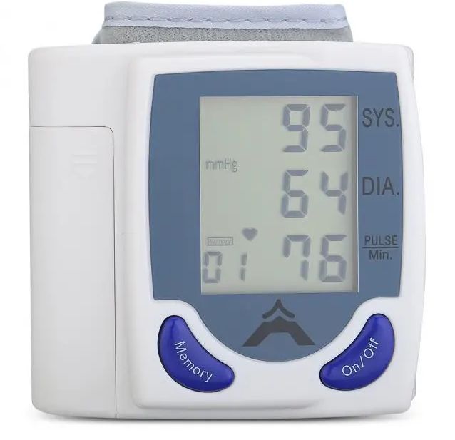 Измеритель Цифровой автоматический тонометр Blood Pressure Monitor для измерения артериального давления и пульса, Автоматический наручный тонометр на запястье, Высокоточный портативный прибор с памятью