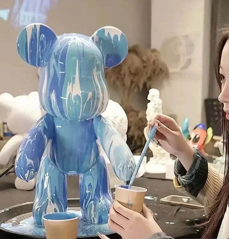 Флюидный Мишка Fluid Bear Bearbrick с красками 23 см, медвежонок для творчества DIY Bearbrick, Набор для творчества мишка сделай сам