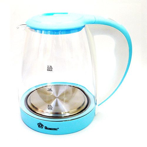 Электрочайник Domotec MS 8214 White + Sky blue стекло