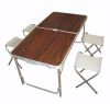 Стол туристический складной для пикника для рыбалки Folding Table 4 стула Коричневый