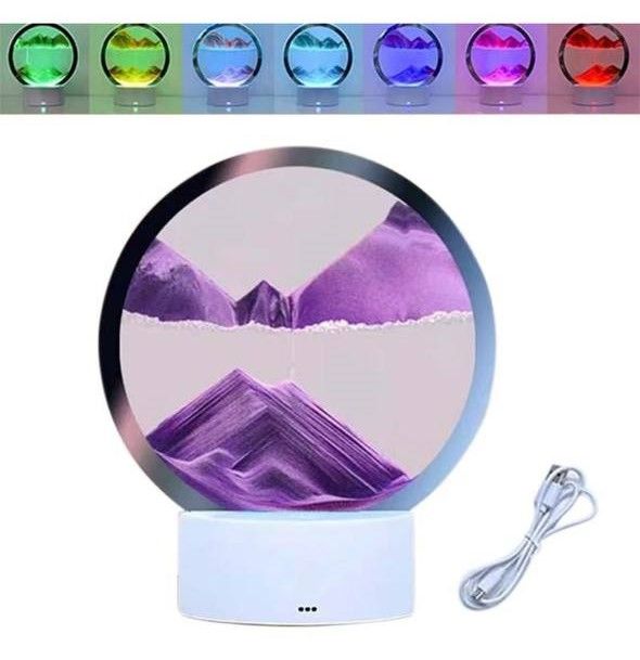 Настольная Лампа ночник RGB песочные часы Картина USB светильник 3D Sandscap вращение 360 °, уникальная увлекательная яркая прикроватная лампа анти стресс подвижный песок, светодиодный светильник с сыпучим песком