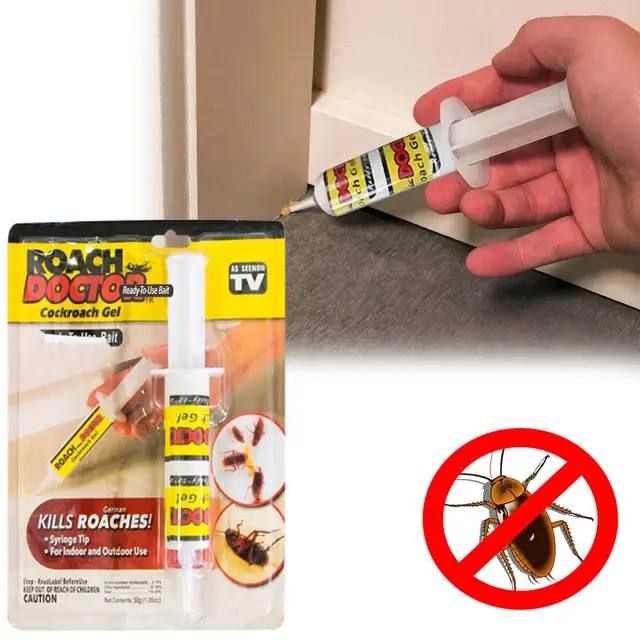 Средство защиты от тараканов и насекомых, гель шприц Roach Doctor, для быстрого и эффективного уничтожения муравьев и тараканов, с тонко насадкой в комплекте для нанесения в труднодоступные места