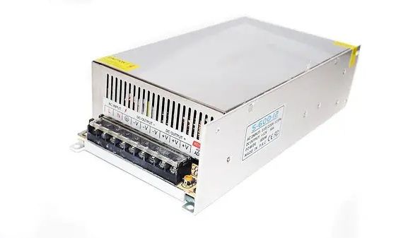 Универсальный блок питания адаптер 12V 50A S-600-12 Metall встроенный кулер, импульсный