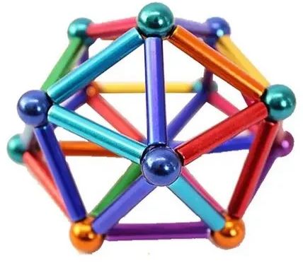 Магнитный необычный Конструктор Buckyballs & Buckybars цветной Бакибарс неокуб головоломка антистресс магнитные палочки и стальные шарики для развития моторики рук, для отвлечения, детская интелектуальная интерактивная игрушка 3D моделирование 64 детали