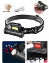 Светодиодный аккумуляторный налобный фонарь BL-123 COB + USB CHARGE с датчиком движения, красный стробоскоп
