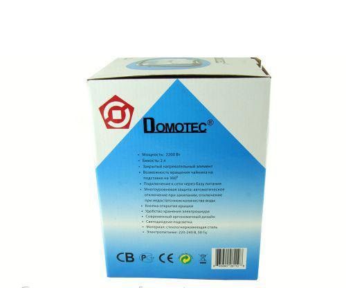 Удобный электрочайник Domotec MS-8110. Чайник со стекла. Высокое качество. Практичный дизайн.