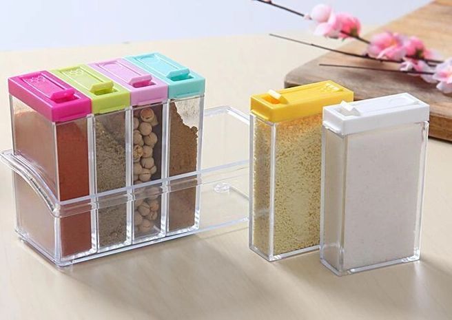 Органайзер для хранения специй Supretto Seasoning Piece Set six на 6 ячеек на подставке, набор спецовниц для хранения приправ и специй