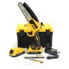 Аккумуляторная цепная мини пила DeWalt DCM160N 24V 4AH шина 20 см на 2 аккумулятора 8" дюймов с автоматической смазкой цепи в кейсе, Веткорез деволт