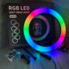 Кольцевая светодиодная лампа MJ33 RGB LED 33 см с держателем под мобильный телефон, смартфон, поворотная на 360 градусов USB