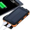 Портативное зарядное устройство Solar Power Bank с солнечной панелью 20000 мАч, противоударный, водонепроницаемый повербанк с фонарем, компас, карабин
