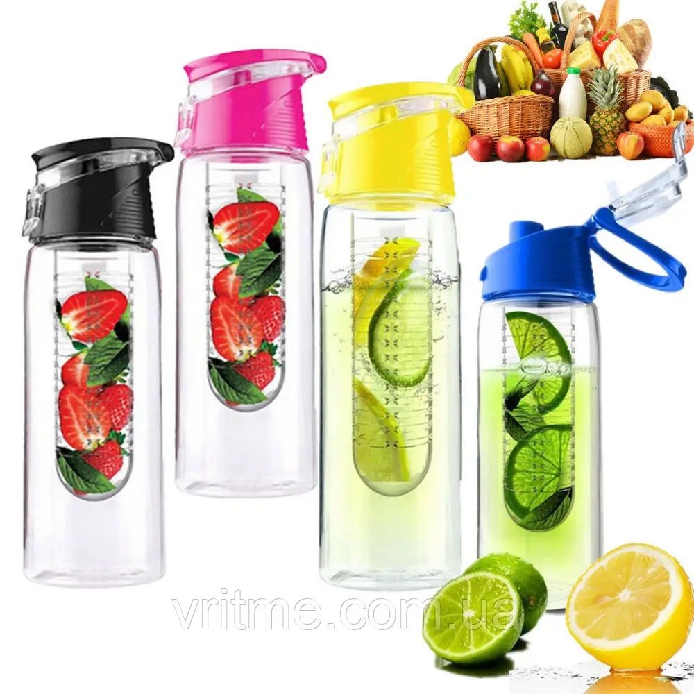 Бутылка для воды и напитков Fruit Bottle с контейнером для фруктов 800 мл