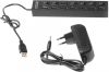 USB хаб на 7 портов с выключателями, USB HUB, разветвитель с кнопками черный