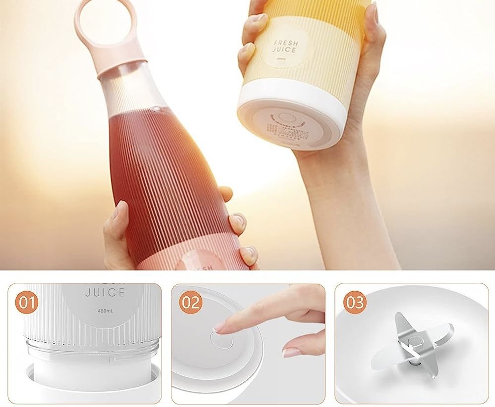 Блендер бутылка MINI JUICER XL 450 мл, дорожный ручной блендер для смузи и коктейлей