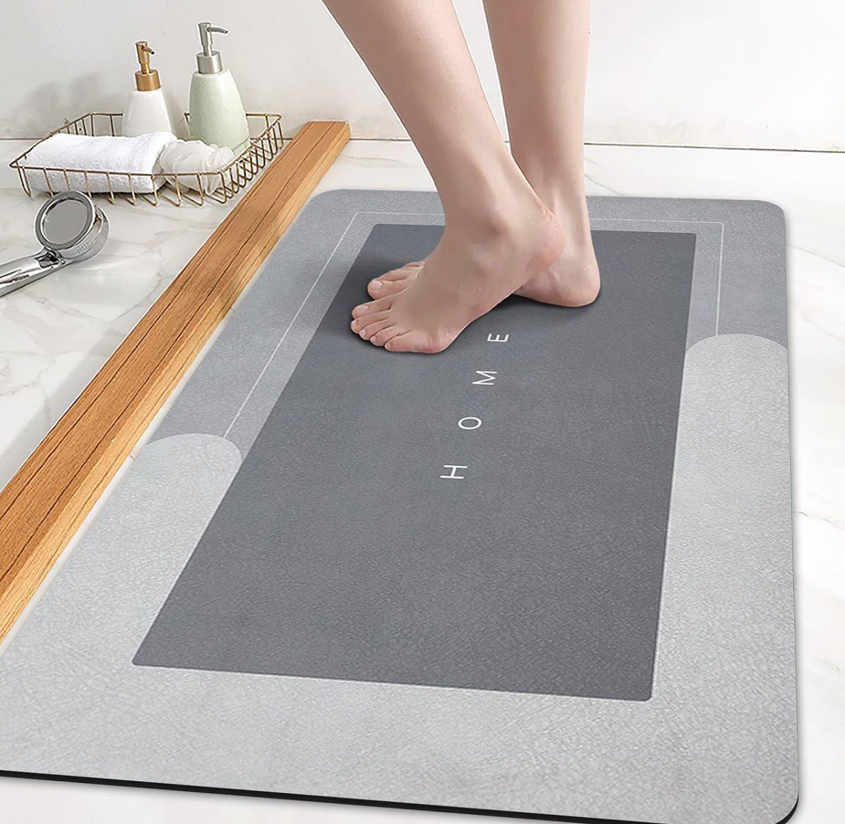 Водопоглащающий прямоугольный коврик для ванной комнаты Home 60*40 см, антискользящий диатомитовый впитывающий воду коврик для ног