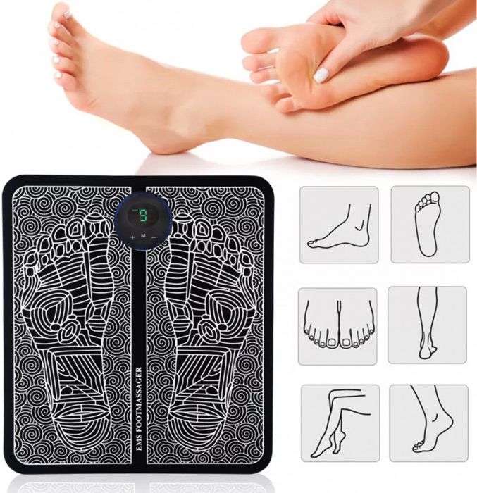 Массажный лечебный електрический коврик для ступней и ног EMS Foot Massager стимулирующий кровообращение