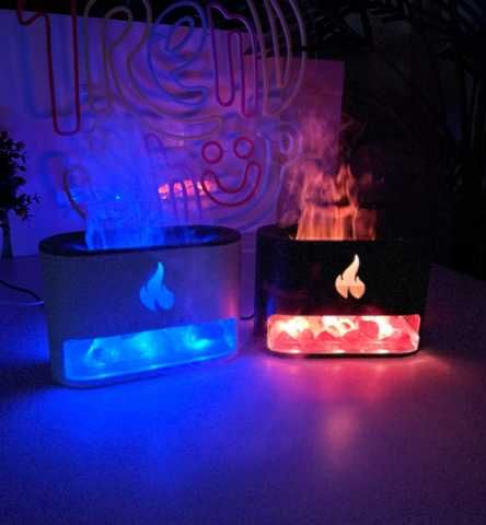 Увлажнитель воздуха с эффектом пламени Docsal Flame 3в1, Соляная лампа, Ночник увлажнитель воздуха с имитацией пламени