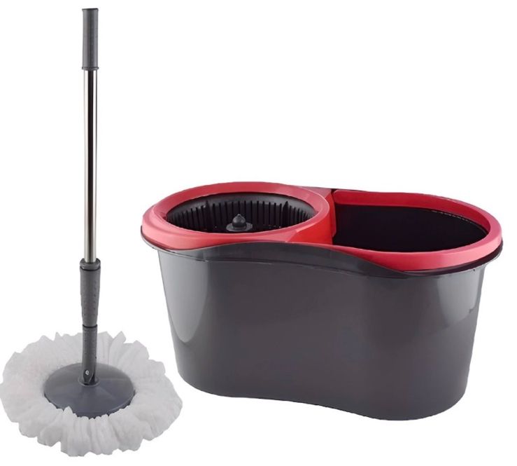Швабра с ведром и автоматическим отжимом Spin Mop 360 10 л с насадкой из микрофибры