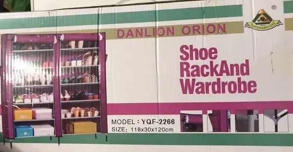 Тканевый складной шкаф для обуви на 2 секции Shoe Cabinet YQF-2266 на 12 полок, двойной шкаф органайзер для хранения обуви