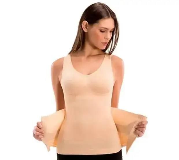 Утягивающее белье Slim Comfy Майка для Коррекции Фигуры, комфортная майка застегивается на крючки мгновенно разглаживая Ваш силуэт, Разглаживает складки, выпуклости и неровности, для стройности, для женщин любого возраста