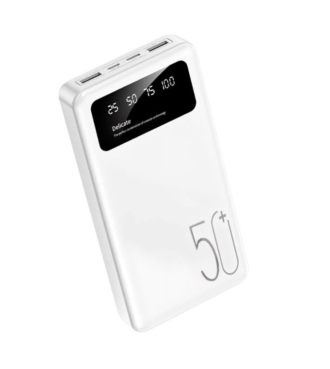 Зарядное устройство Power Bank Viaking N5 50000 mAh. повербанк с дисплеем и фонариком, Белый