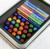 Магнитный необычный Конструктор Buckyballs & Buckybars цветной Бакибарс неокуб головоломка антистресс магнитные палочки и стальные шарики для развития моторики рук, для отвлечения, детская интелектуальная интерактивная игрушка 3D моделирование 64 детали