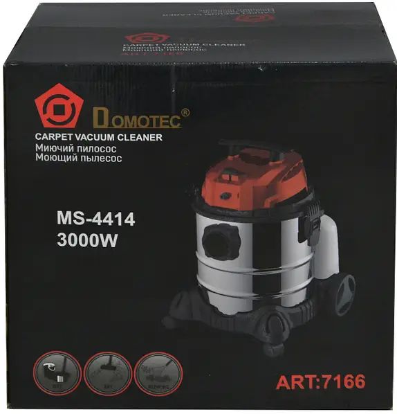 Строительный пылесос DOMOTEC MS-4414 3000Вт, 20л, Пылесос промышленный моющий